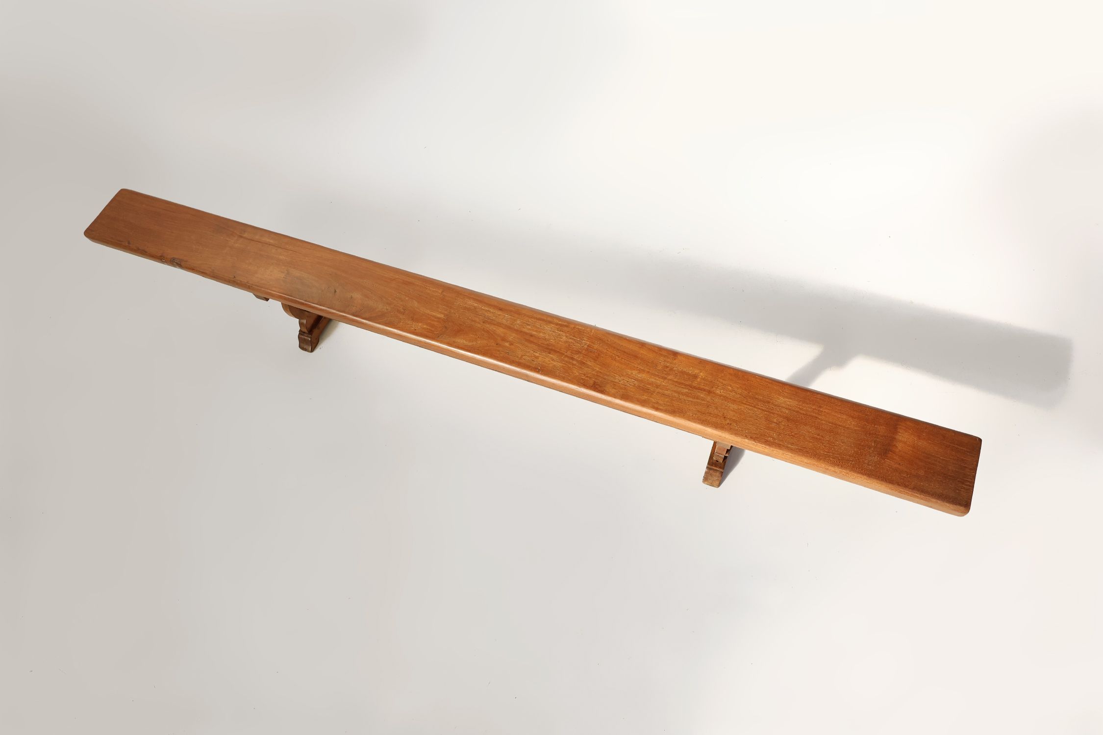 Extra long solid elm wooden monastery bench, France ca. 1850thumbnail